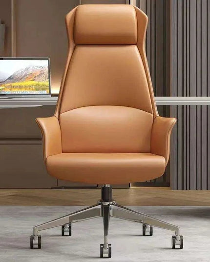 Luxury Nordic-Inspired Executive Leather Office Chair with Swivel and Recline
