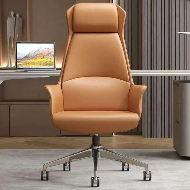 Luxury Nordic-Inspired Executive Leather Office Chair with Swivel and Recline