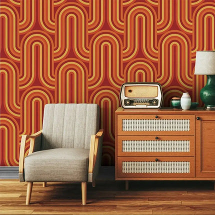 70s Retro Peel and Stick Wallpaper – Vintage Mid-Century Modern