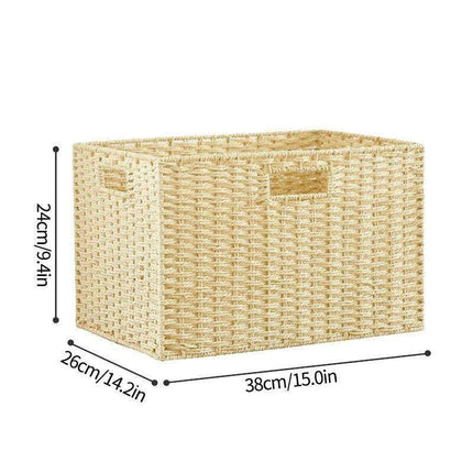 Stylish Woven Storage Basket – Versatile Organizer for Toys, Snacks, and Clothing with Convenient Handles