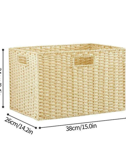 Stylish Woven Storage Basket – Versatile Organizer for Toys, Snacks, and Clothing with Convenient Handles