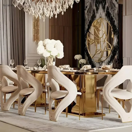 Comfort Haven Luxury Marble Top Dining Table Set for 10-12 Seats