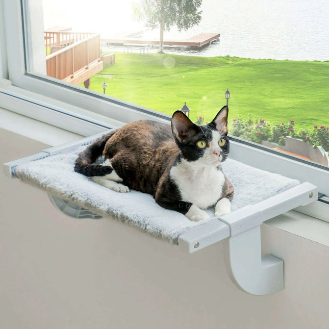 Adjustable Cat Window Lounge - Lightweight Portable Perch for Bird Watching & Sunbathing, 55x35x18 cm, 1.3kg