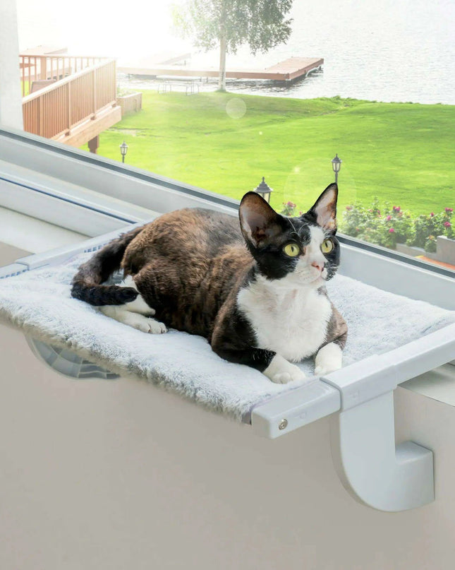 Adjustable Cat Window Lounge - Lightweight Portable Perch for Bird Watching & Sunbathing, 55x35x18 cm, 1.3kg