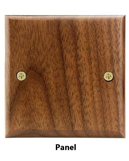 Sleek Black Walnut Electrical Panel with USB Ports, Adjustable LED Ambiance, and Contemporary Toggle Features