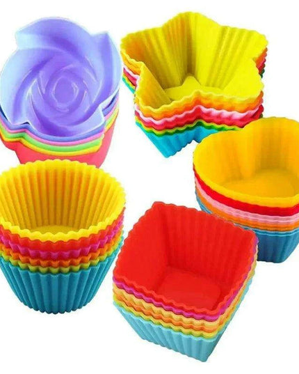 Silicone Baking Molds Collection - 6/12 Pack Non-Stick Round & Heart Shapes for Creative Dessert Making