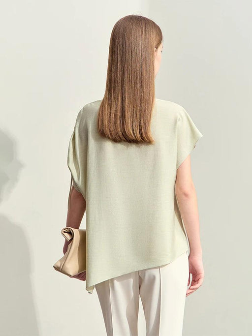 Chic Asymmetric Slash Neck Summer Blouse for Women