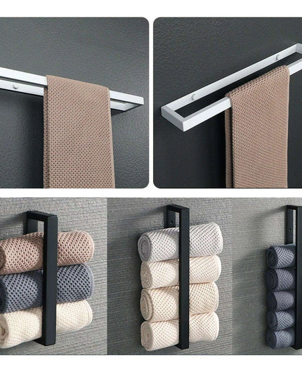 Versatile Matte Black Stainless Steel Towel Rack with Adjustable Sizing and Wall Mounting Flexibility