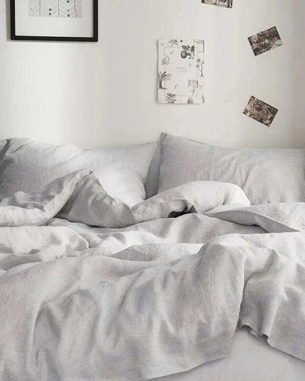 Luxurious French Linen Bedding Set - Enzyme Washed Four-Piece Collection