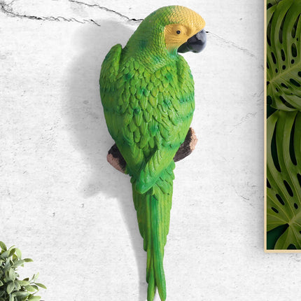 Shop1102962948 Lifelike Wall-Mounted Parrot Sculpture for Garden Decor