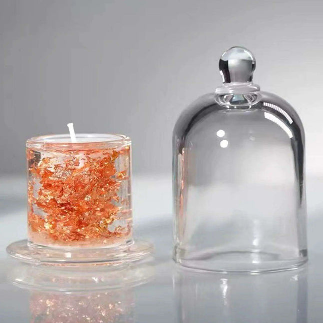 Elegant Glass Tealight Holder with Protective Dome for Timeless Home Decor