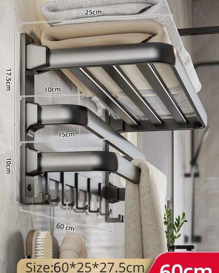 Modern Gunmetal Gray Space Aluminum Triple Fold Towel Rack