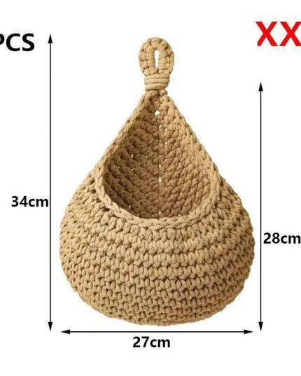 Sustainable Bohemian Jute Rope Hanging Basket for Elegant Fruit Display