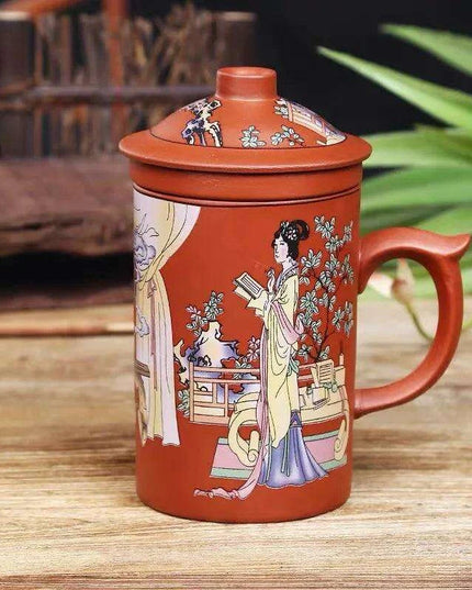 Yixing Dragon-Enhanced Purple Clay Tea Mug with Infuser and Lid for Discerning Tea Connoisseurs