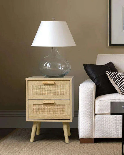 Elegant Rattan Drawer Nightstand Pair for Stylish and Functional Bedroom Decor
