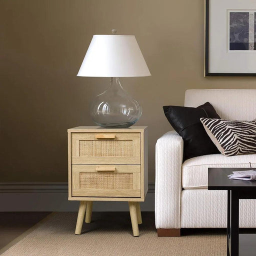 Elegant Rattan Drawer Nightstand Pair for Stylish and Functional Bedroom Decor