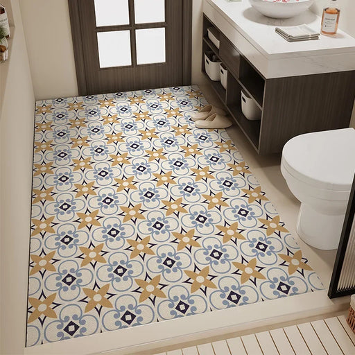 Absorbent Diatom Mud Bathroom Floor Mat with Vintage Design