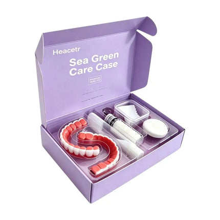 Sanwu Portable Denture Care Set - 6 Piece Travel Organizer with Cleani