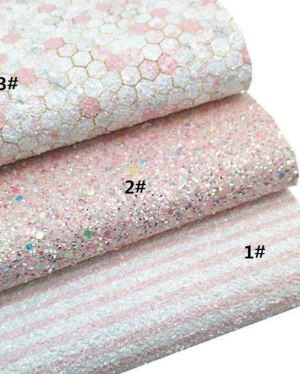 Chic Pink Leather Craft Sheets - Elegant Honeycomb and Heart Designs for Inspiring DIY Creations