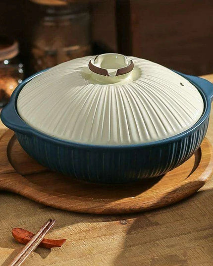 Japanese Ceramic Double Handle Stew Pot for Authentic Gas Stove Cooking