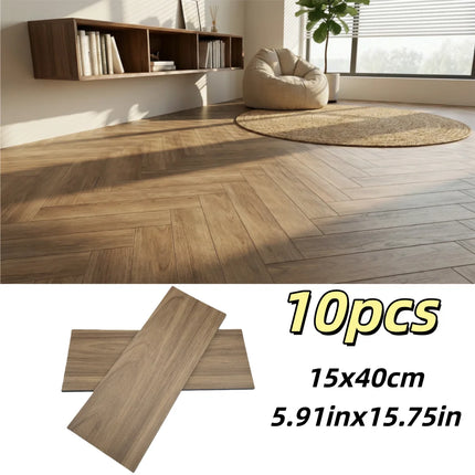 Self-Adhesive Wood Grain Floor & Wall Stickers – Set of 10