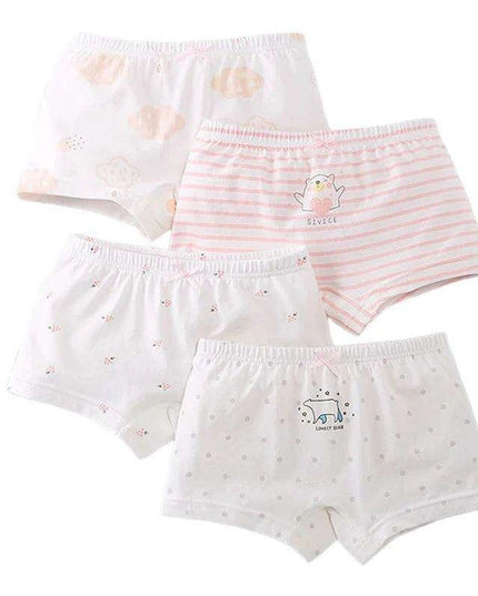 Kids' Summer Antibacterial Cotton Briefs 4-Pack - Fun Cartoon Underwear for Girls Ages 3-8, Soft and Breathable