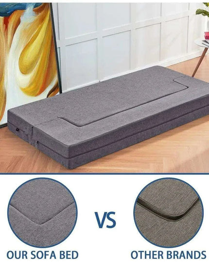 Grey Linen Memory Foam Convertible Sofa Bed: Twin Size Armchair Sleeper