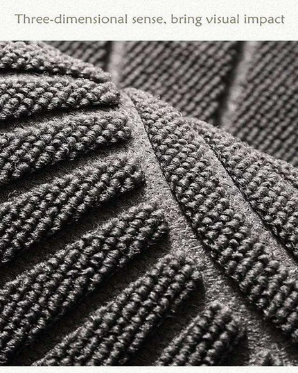 Superior Slip-Resistant Black and Gray Half Moon Outdoor Entryway Rug