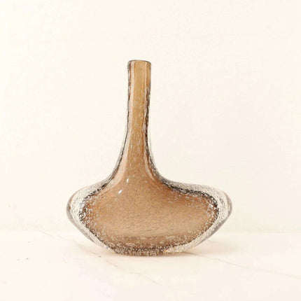 Brown Glazed Glass Vase with Bubble Pattern - Versatile Home Decor Accent for Flowers & Terrariums
