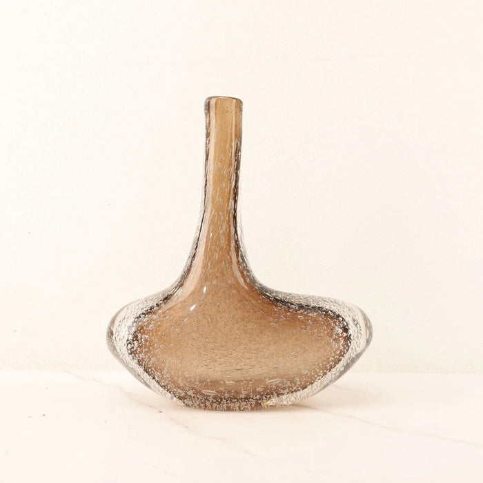 Brown Glazed Glass Vase with Bubble Pattern - Versatile Home Decor Accent for Flowers & Terrariums
