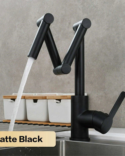 Versatile Brass Kitchen Faucet with Space-Saving Foldable Design