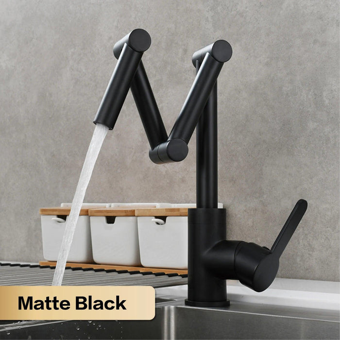 Versatile Brass Kitchen Faucet with Space-Saving Foldable Design