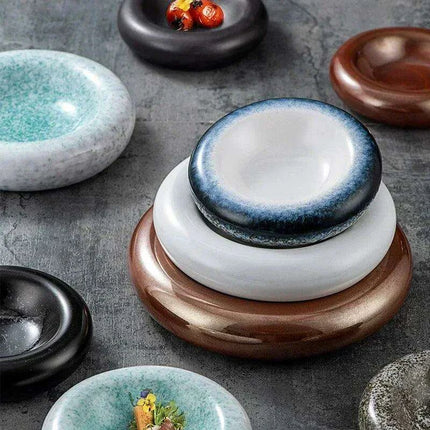 Artisan Japanese Ceramic Dinner Plates Set with Unique Artistic Patterns for Gourmet Dining