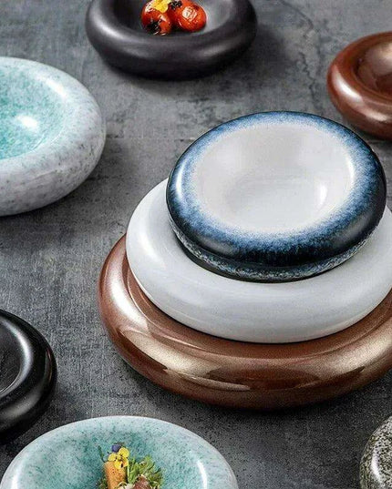 Artisan Japanese Ceramic Dinner Plates Set with Unique Artistic Patterns for Gourmet Dining