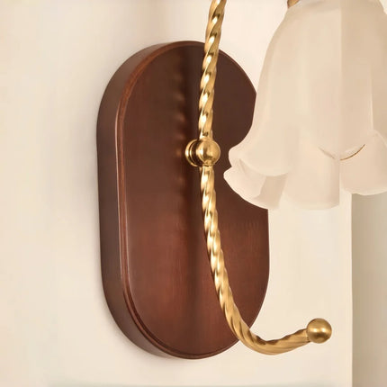 Vintage French Flower Wall Sconce — Frosted Glass Petal, E27