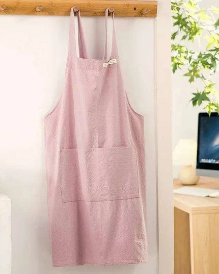 Chic Cotton Linen Apron with Stylish Wide Straps for Women - Your Perfect Cooking Companion