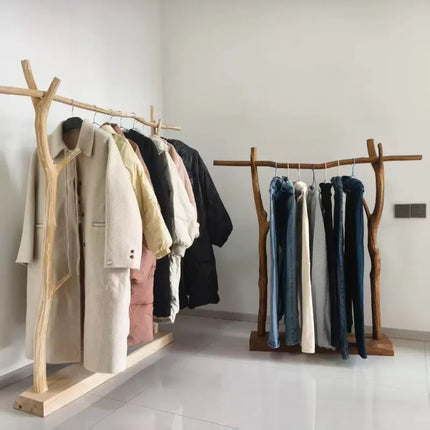 Hongding2 Japandi Style Clothes Rack - Stylish Wood Design & Display