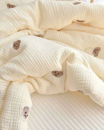 Charming Kawaii Bear Soft Cotton Baby Blanket Set - Ideal for Infants