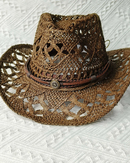 Handcrafted Unisex Denim Straw Cowboy Hat for Ultimate Summer Sun Protection