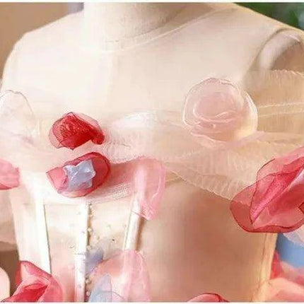 Elegant Children's Appliqued Evening Gown for Special Occasions