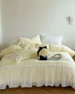 Yellow / Queen Size 4pcs / Flat Bed Sheet