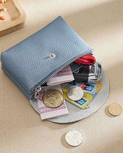 Chic Soft Leather Coin Purse Wallet - Select from Compact or Spacious Styles with Single or Double Compartments