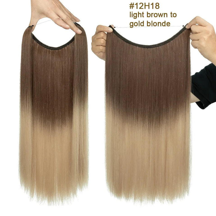 20-Inch Versatile Adjustable Invisible Wire Hair Extensions - Curly and Sleek Options