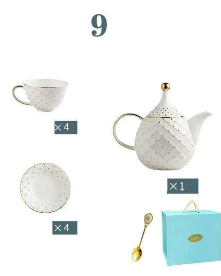 Elegant European Bone China Coffee and Tea Set with Chic Ceramic Teapot