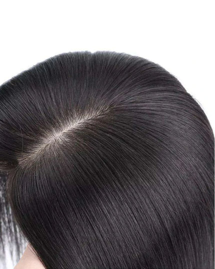 6x5 Inch Clip-In Real Hair Topper for Thinning Hair with Double Circle Base and 4 Secure Clips
