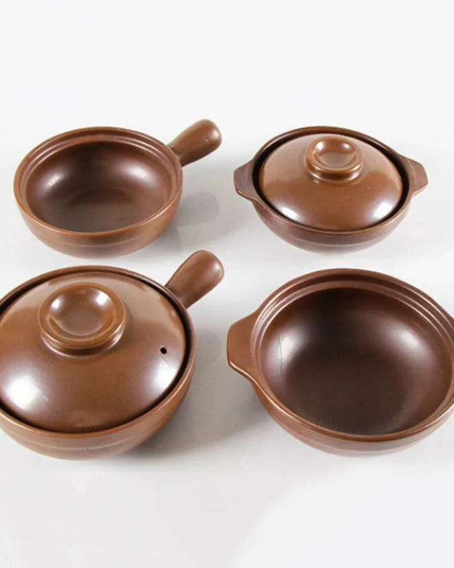 Artisan Earthenware Casserole Pot with Ergonomic Handle - Choose Between 650ml & 900ml for Rice, Noodles, Porridge, and Soups