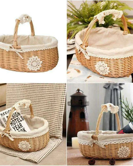 Eco-Chic Handcrafted Wicker Storage Basket with Washable Liner