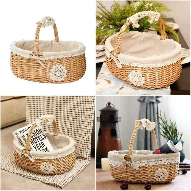 Eco-Chic Handcrafted Wicker Storage Basket with Washable Liner