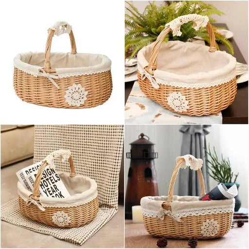 Elegant Hand-Woven Wicker Storage Basket