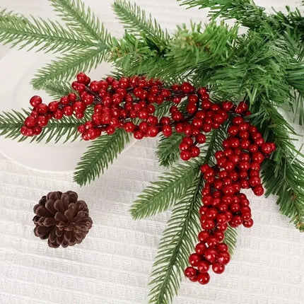 Christmas Artificial Berries Stem Red Holly Berry Fake Flowers Plant Xmas Tree 2027 New Year Party Home Decor Navidad Ornament christmas-artificial-berries-stem-red-holly-berry-fake-flowers-plant-xmas-tree-2027-new-year-party-home-decor-navidad-ornament